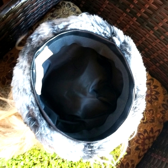 60's MISS DIOR by Christian DIOR Fur TAM Grey Puffy Panel Euro Chic Snow HAT EVC - Picture 9 of 16